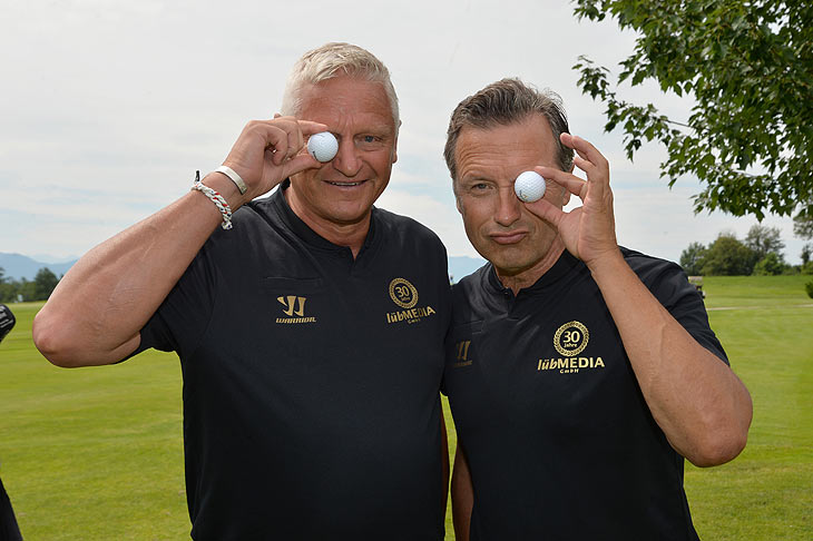 Stefan Bloecher, Norbert Dobeleit lübMEDIA Gold Ball Trophy 2024 im Golfclub Beuerberg in Eurasburg am 26.07.2024 /  Foto: BrauerPhotos